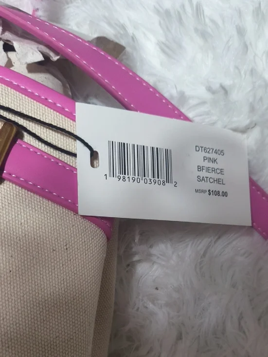 Steve Madden Satchel Canvas Handbag With Pink Trim